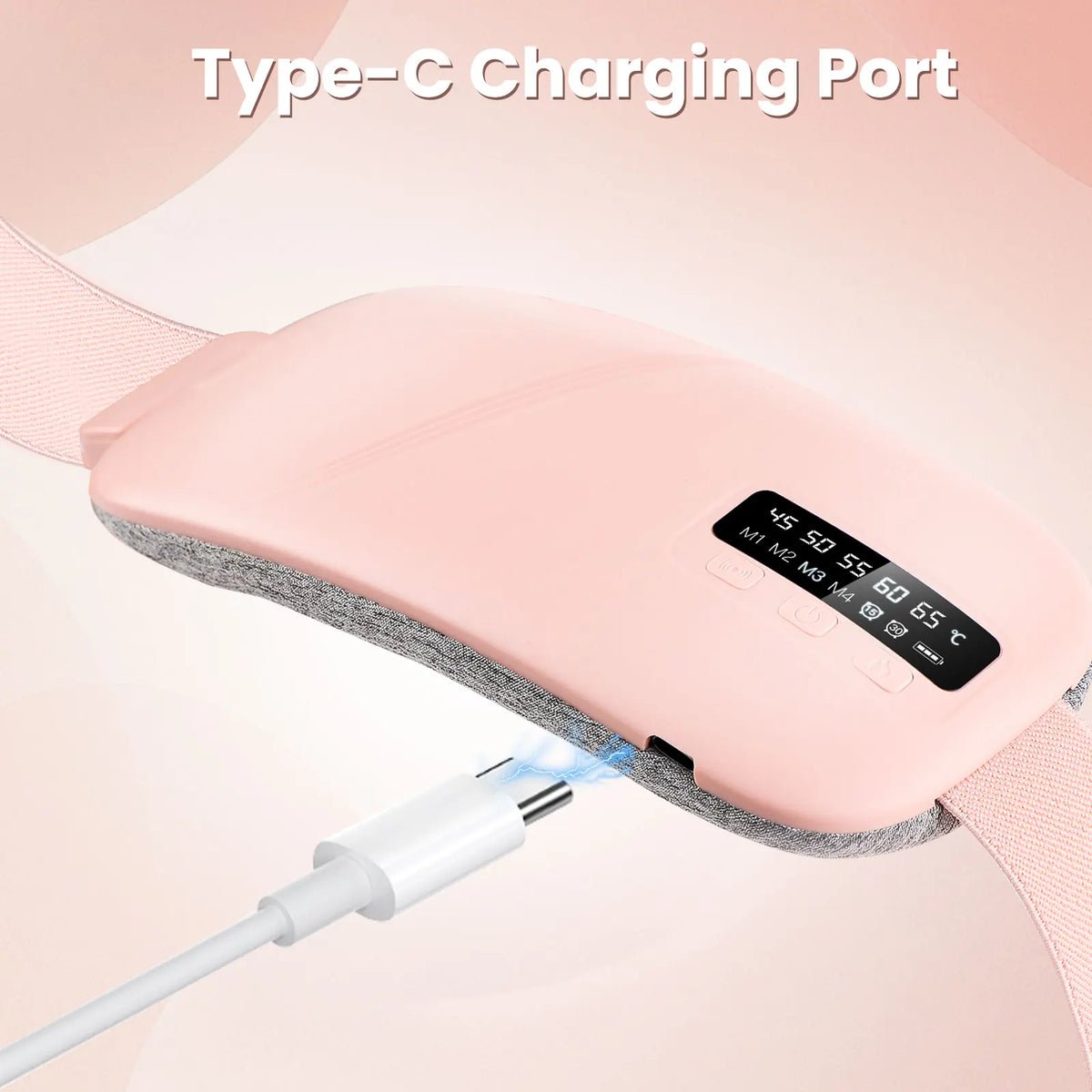 Heating Pad for Women, Vibrating Massager Belt with 5 Heat 45-65℃ & 4 Modes, Cordless Period Warm Compress, Abdominal Wrap