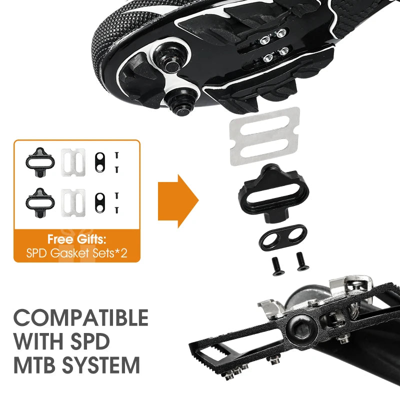 Two In One Self Locking Flat Platform Pedals For SPD Bikes With DU Bearing