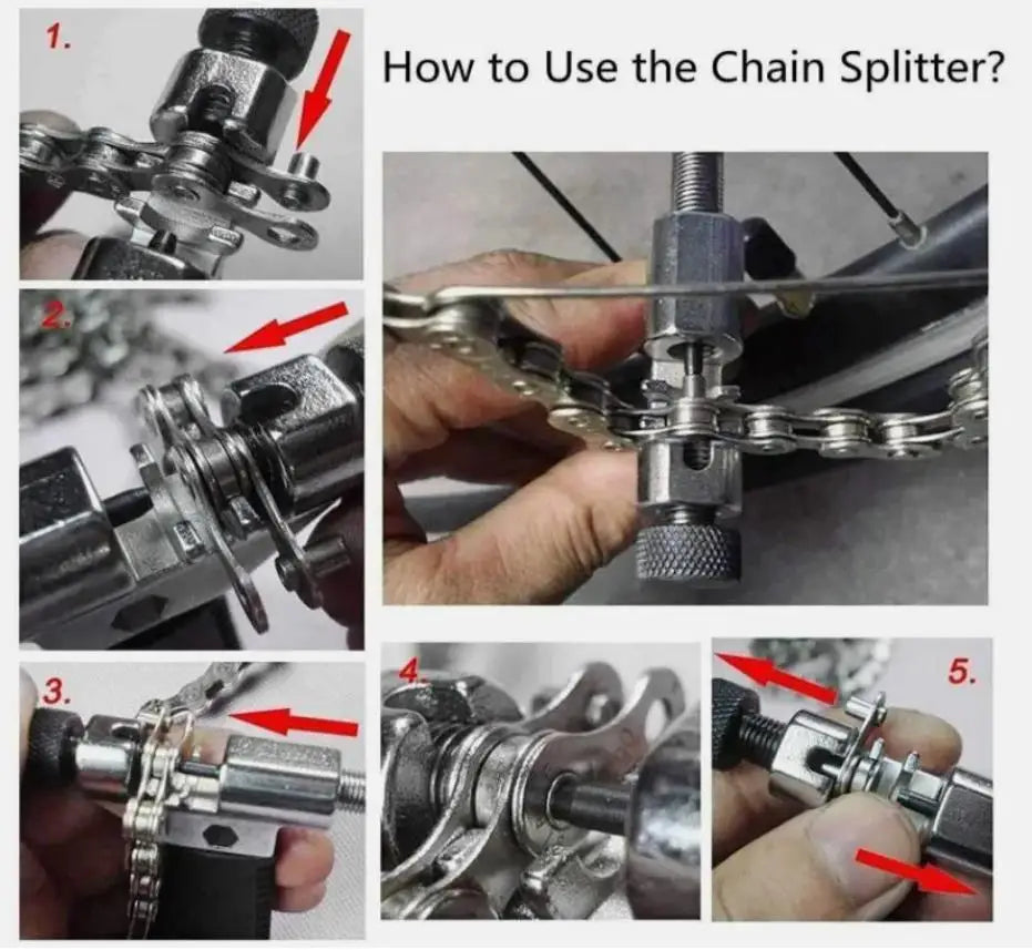 6 Pcs Bicycle Repairing Tools Cassette Removal Tool Bike Sprocket Removal Repair Tool Chain Breaker Crank Extractor Spoke Wrench