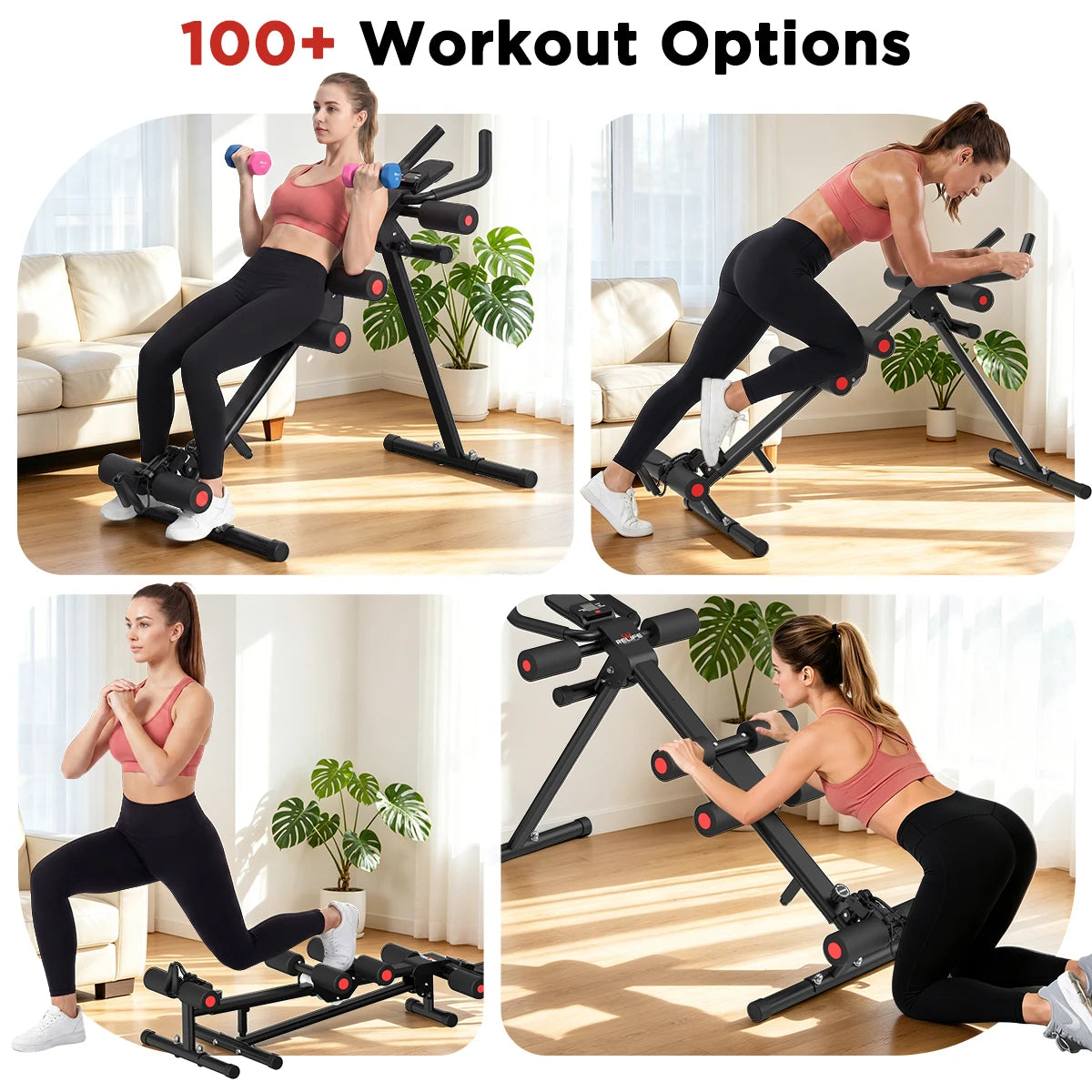 5 in 1 Adjustable Ab Trainer with Resistance Bands Multifunctional Core Training Equipment Foldable Full Body Home Workout Gear for Small Space Fitness
