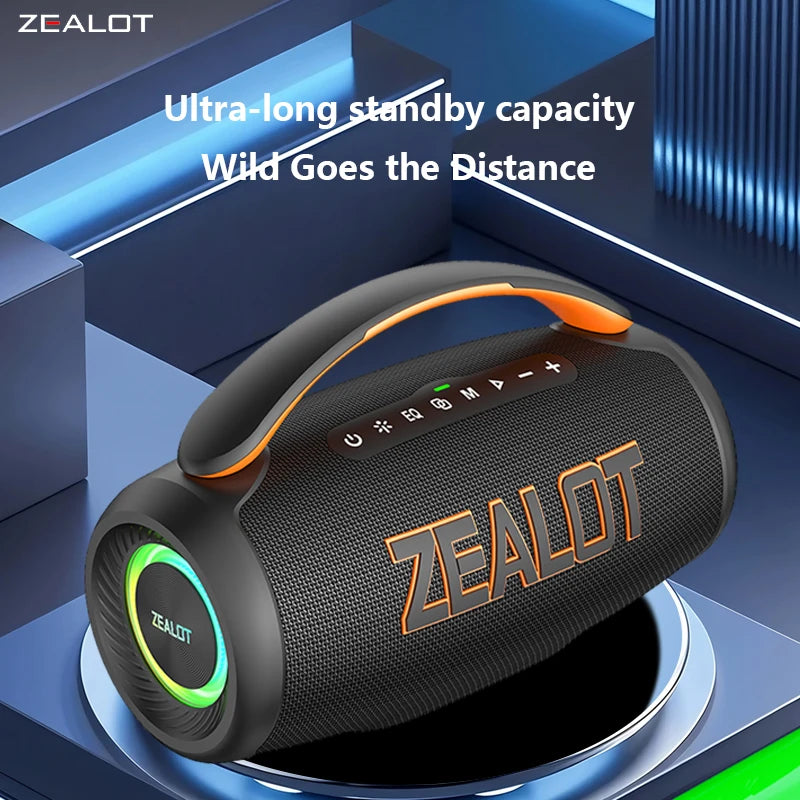 ZEALOT-P12 Portable Bluetooth Speaker 60W, IPX6 Waterproof, Supports TF Card and USB, Beach Party Speaker, Outdoor Camping Speaker, Large Gathering Speaker