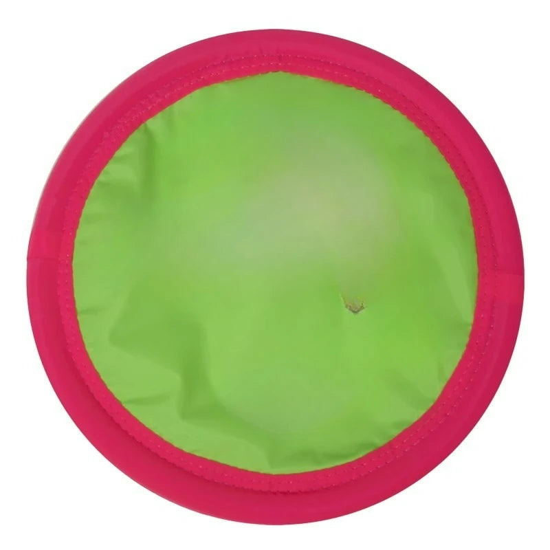 Tail-Spin Flyer Fabric Dog Frisbee Interactive Dog Toy, 7", Green and Pink