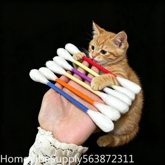 6 Pack Creative Giant Cotton Swab Shaped Catnip Toy Durable Kitten Biting Grinding Rope Stick Pet Teeth Cleaning Chewing Toy For Indoor Cats And Kittens