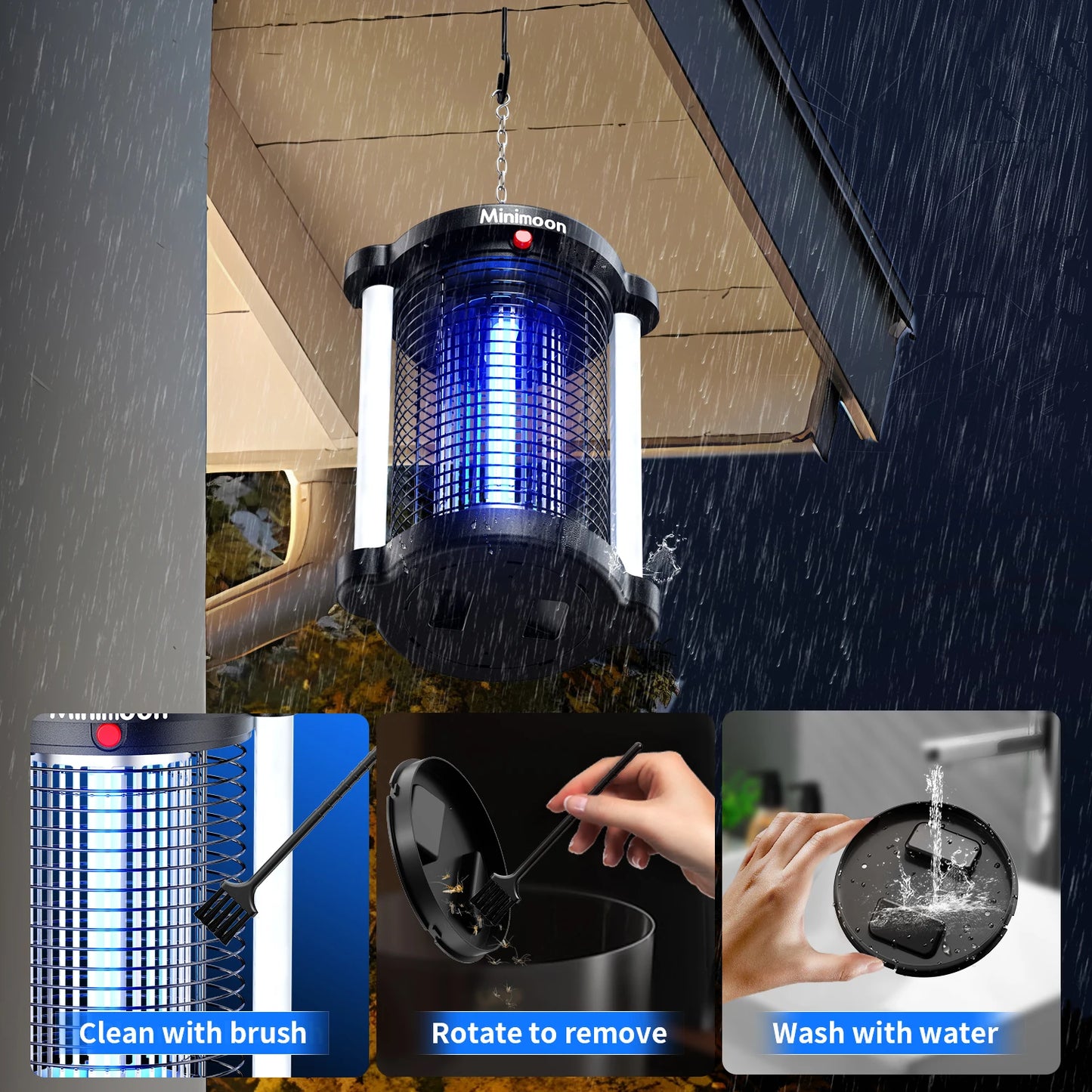 Outdoor Bug Zapper Mosquito Trap With Dual LED Lights 110V