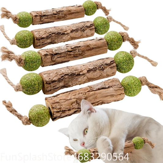 1Pcs Natural Silvervine Matatabi Cat Chew Stick Catnip Molar Tooth Cleaning Stick Kitten Teeth Grinding Oral Care Cat Snack Toy