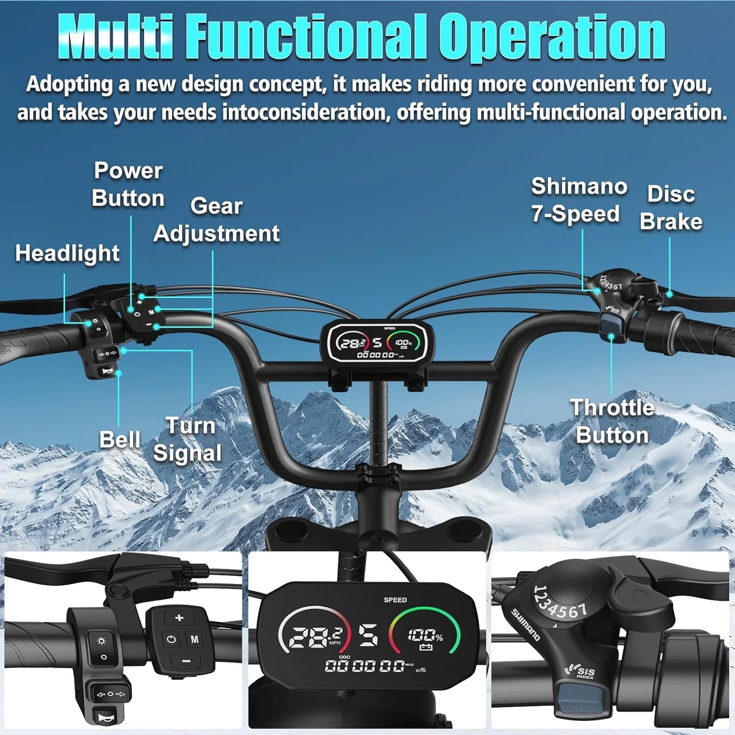 Electric Mountain E-Bike 1000W Brushless Motor Dual Suspension 48V Battery