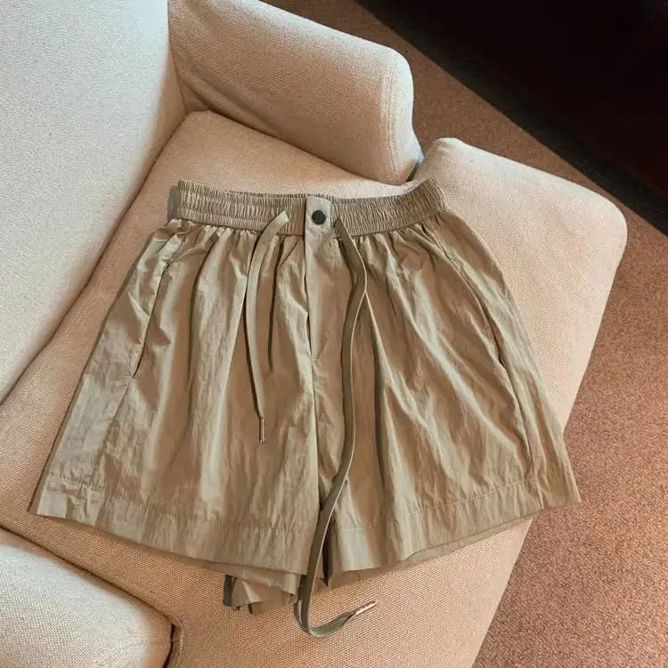 Women Wide Leg Quick Dry Shorts With Elastic Waist Athleisure