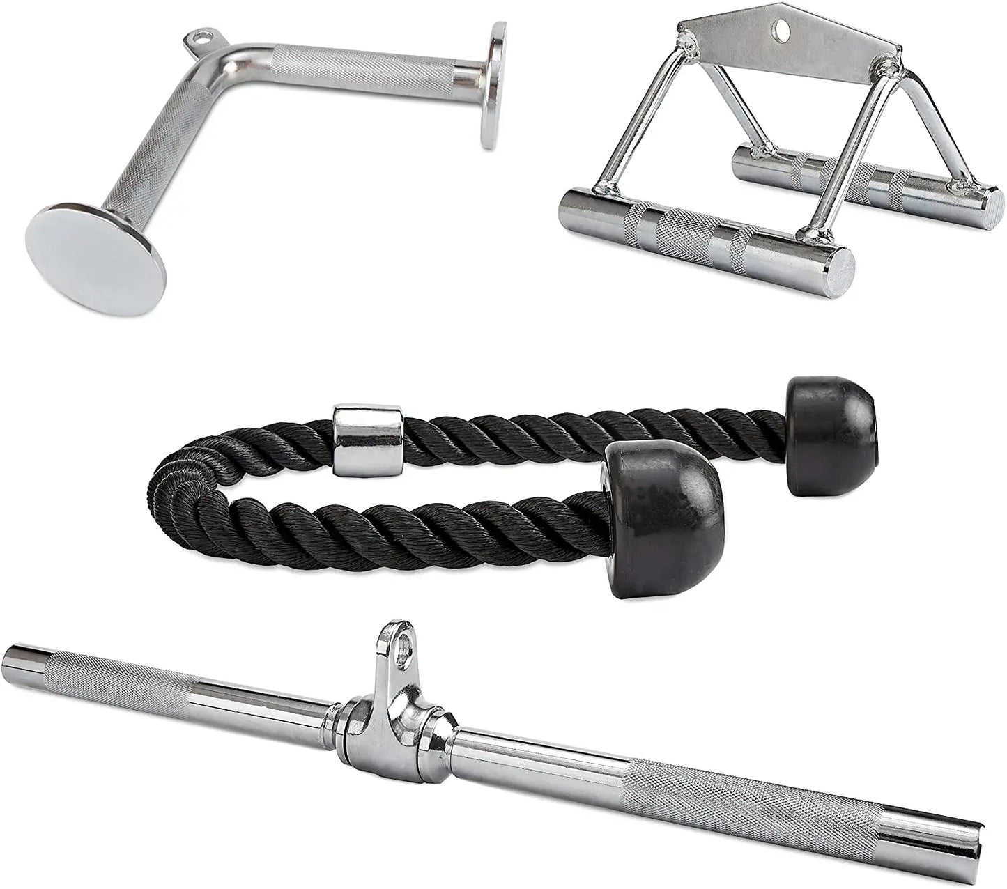 Tricep Press Down And Lat Pulldown Attachments With V Handle Rotating Bar