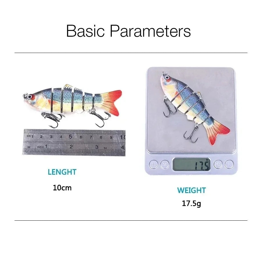 6 Segment Multi Jointed Fishing Lure Sinking 10cm 17.5g Swimbait Artificial Wobbler Crankbait Hard Bait Pesca Tackle 5