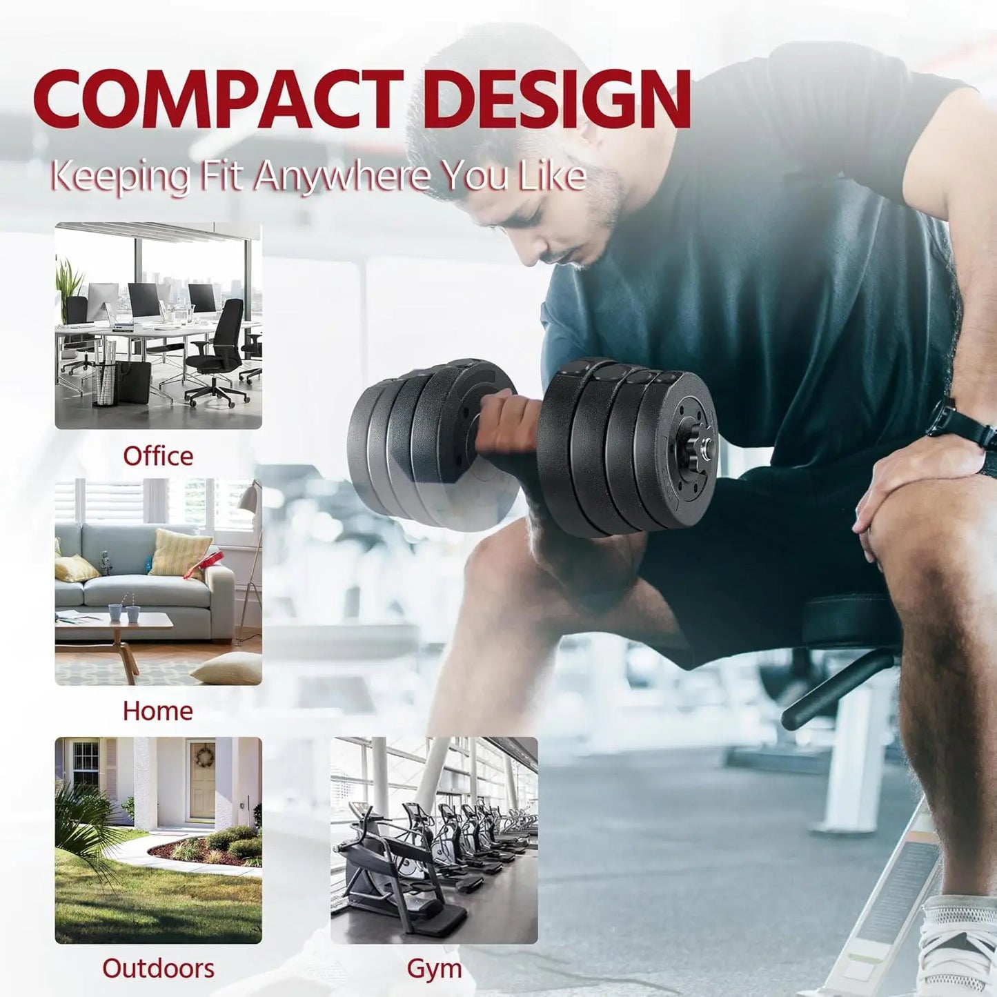 Adjustable Dumbbell Set Free Weights for Home Gym Women Men Changeable Fitness Equipment