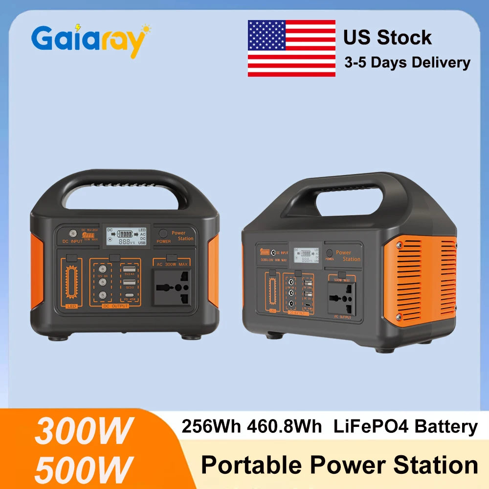 GaiaRay 460.8Wh Portable LiFePO4 Power Station 110V Solar Generator Camping