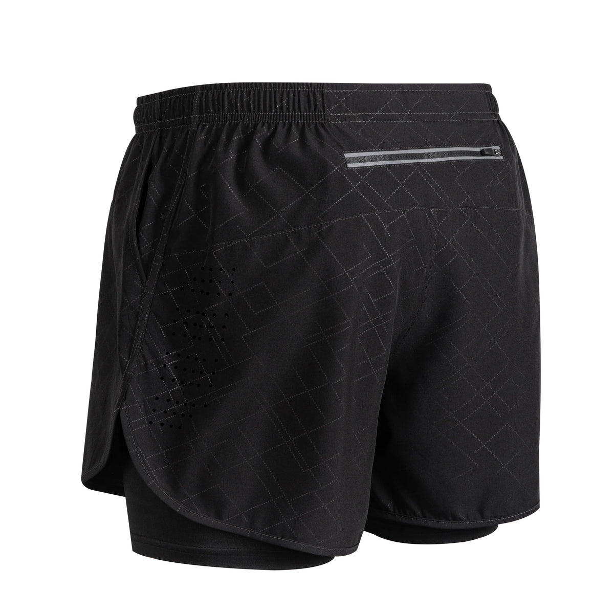 Men's Running Shorts Quick Dry Fitness Black Double Layer Sport Workout Training Bodybuilding Short Pants New