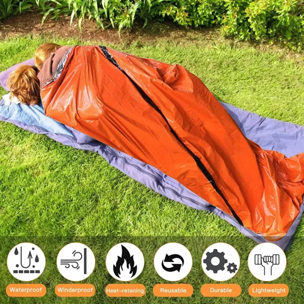 2PCS Emergency Sleeping Bags Thermal Blanket Waterproof Outdoor Survival