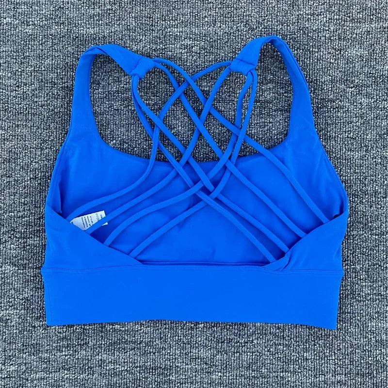 New Women Sports Bra Push Up Cross Back Shockproof Running Gym Training Workout Yoga Underwear Crop Tops