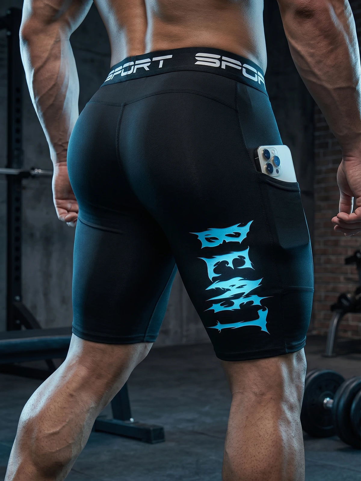 6-Pack Men's Sports Compression Shorts with Phone Pocket—Breathable, Quick-Dry, and Form-Fitting. Ideal for Workouts and Everyday Wear