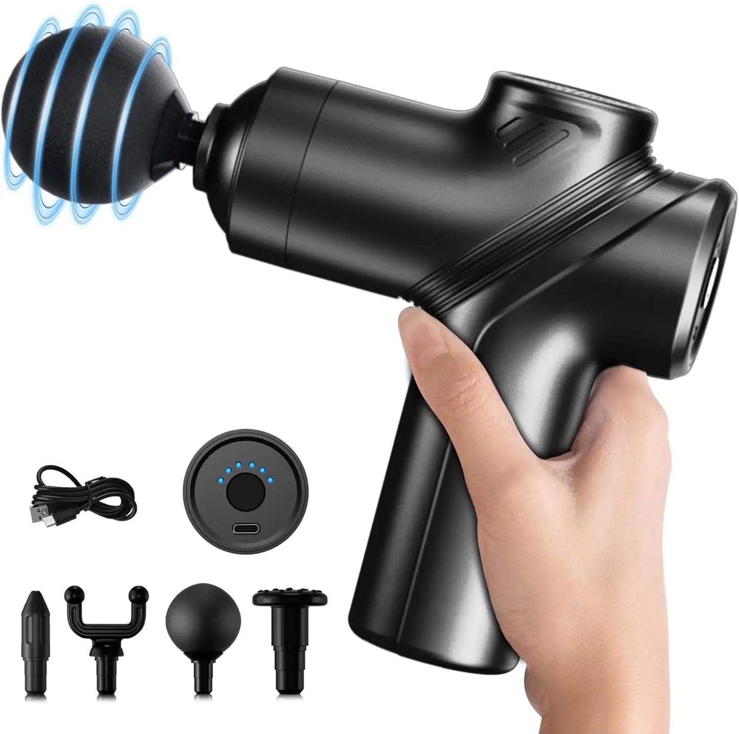 LEERCON Mini Muscle Massage Gun Deep Tissue, Silent Brushless Motor and Portable Massage Gun with 4 Interchangeable Heads for Deep Muscle Relief and Relaxation, Dropshipping Relax Gift for Women Men