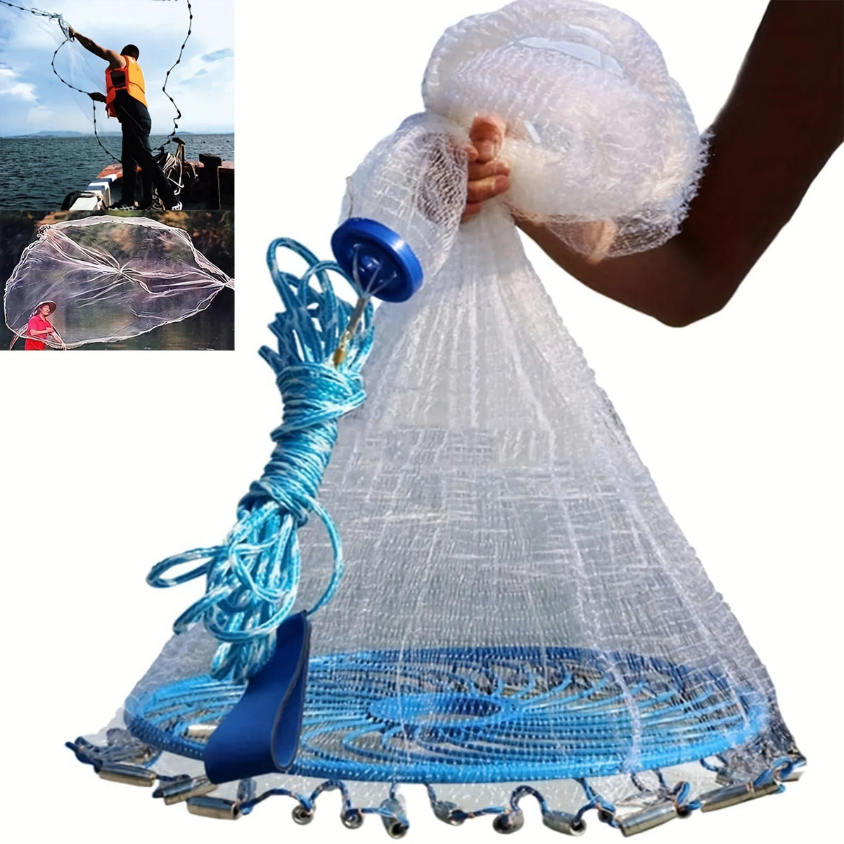 Durable and Sturdy Handmade Outdoor Fishing Tools, Suitable for Both Freshwater and Saltwater, American Style Fishing Nets, Christmas Gifts, Heavy-Duty Saltwater Fishing Nets, Bait Traps, Throwing Fishing, Freshwater Fly Fish