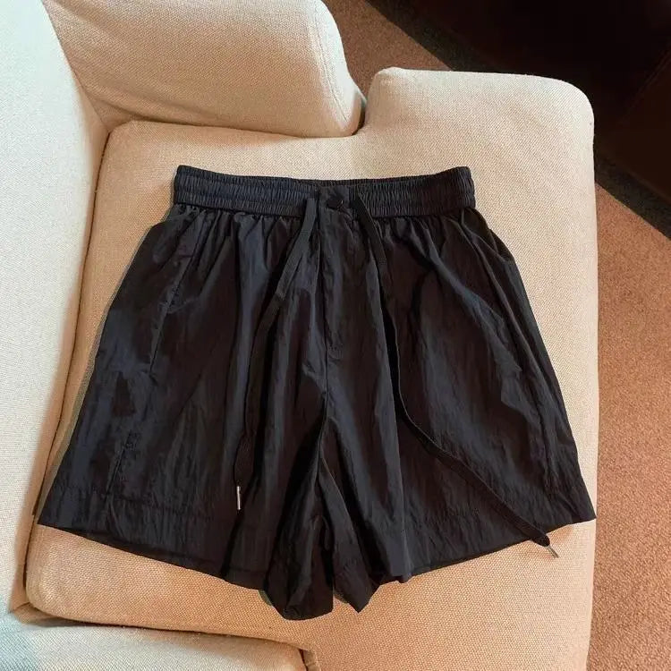 Women Wide Leg Quick Dry Shorts With Elastic Waist Athleisure