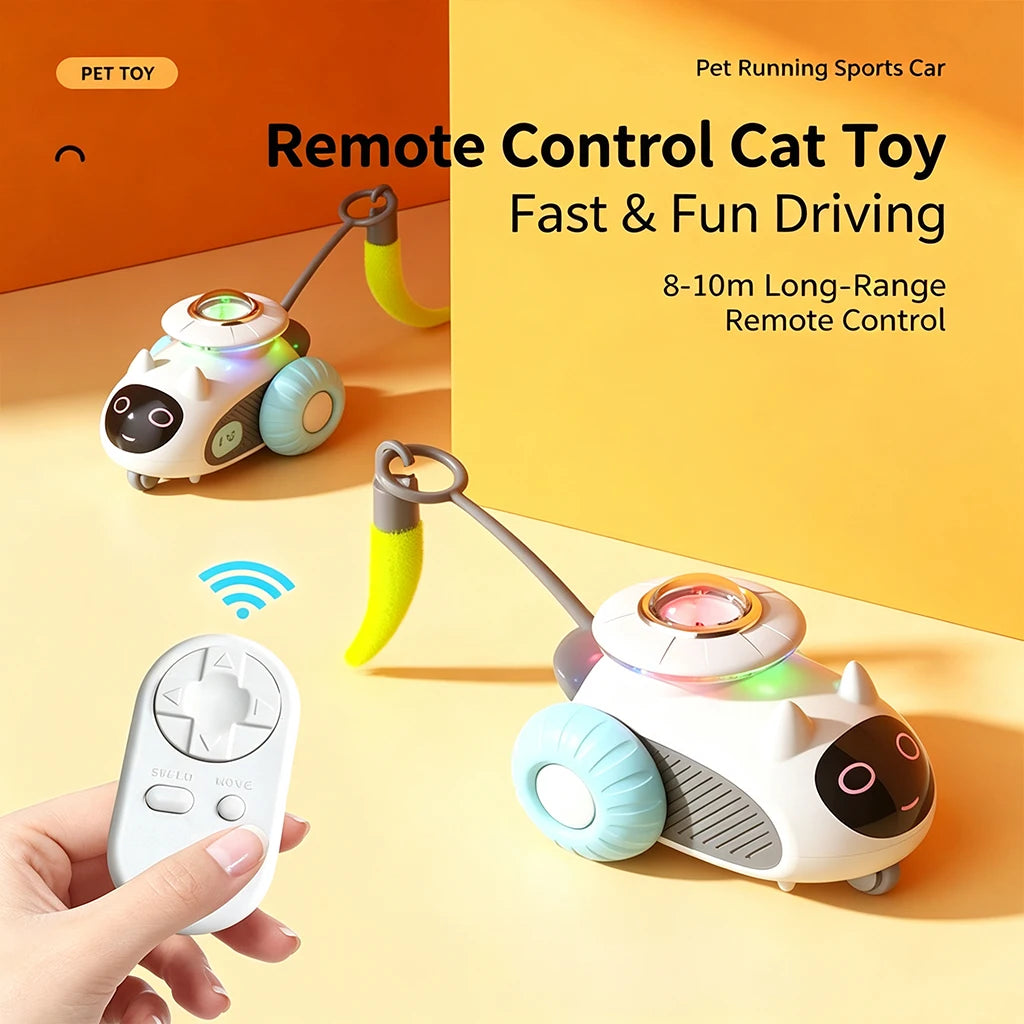 Smart Remote Control Cat Toy Car USB Rechargeable Automatic Obstacle Avoidance Robot Funny Kitten Exercise Interactive Pet Supplies