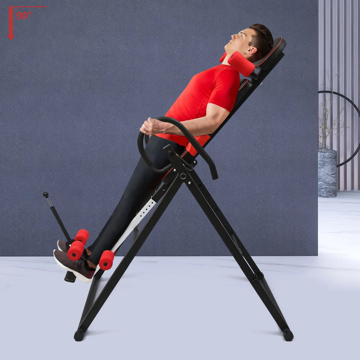 Black / Red / Blue Inversion Table, Flip Training Equipment, Home Use Back Stretcher, Steel Frame, Adjustable Inverted Bench, Thickened Shoulder Support, Secure Lock System, Anti-Corrosion, Durable, Easy Assembly, Fitness Spi