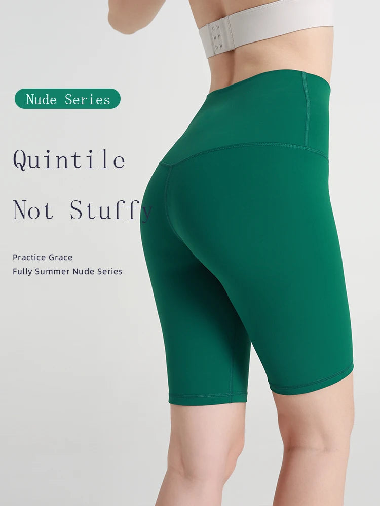 Women Yoga Shorts Athletic Nylon Seamless Breathable Summer Workout Pants
