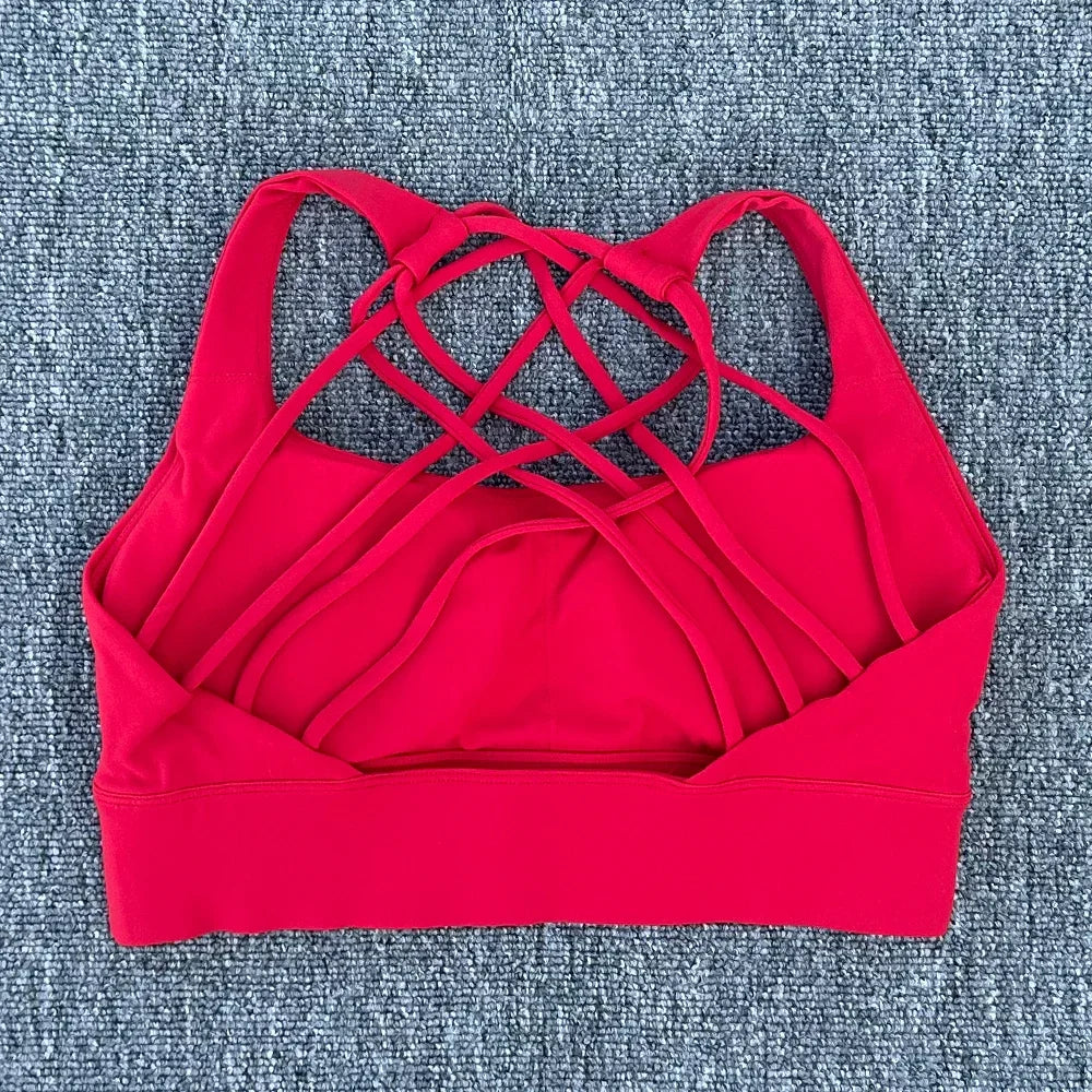 New Women Sports Bra Push Up Cross Back Shockproof Running Gym Training Workout Yoga Underwear Crop Tops
