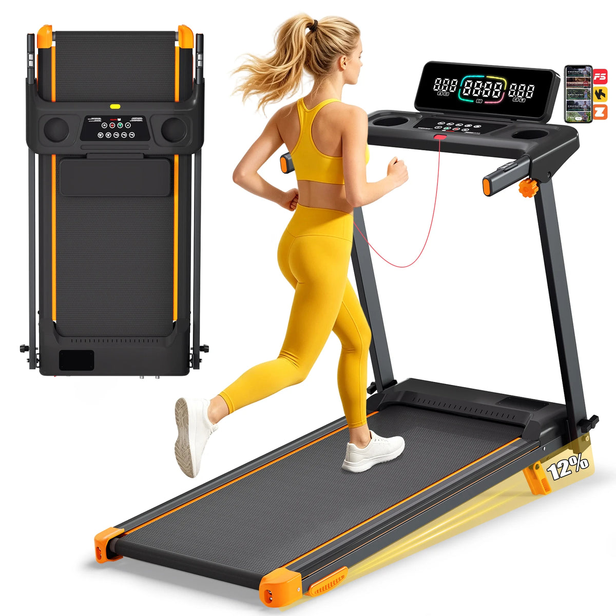 Foldable Walking Pad Treadmill With Incline And Bluetooth Connection