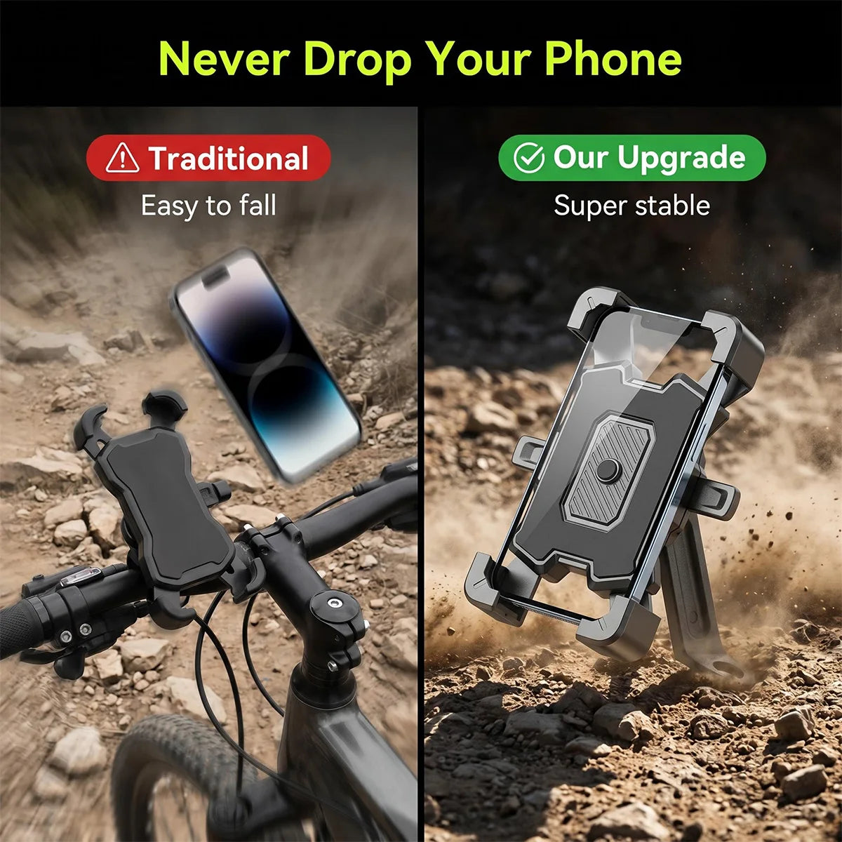 Bike Phone Holder 360° Rotatable Universal Bicycle Motorcycle Phone Holder Stand Shockproof Bracket GPS Clip For iPhone Samsung