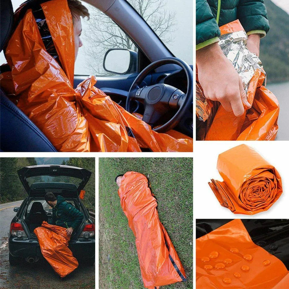 2PCS Emergency Sleeping Bags Thermal Blanket Waterproof Outdoor Survival