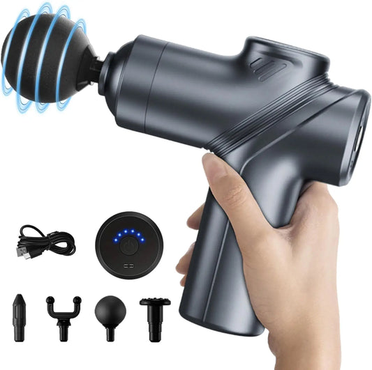 LEERCON Mini Muscle Massage Gun Deep Tissue, Silent Brushless Motor and Portable Massage Gun with 4 Interchangeable Heads for Deep Muscle Relief and Relaxation, Dropshipping Relax Gift for Women Men