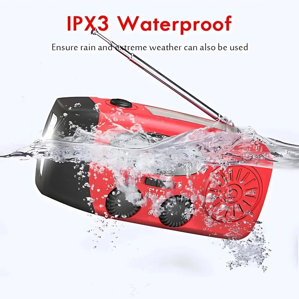Solar Hand Crank Radio Portable Emergency Weather Alert Device with 2000mAh Power Bank and LED Flashlight Ideal for Home Blackout Severe Weather Camping Hurricane Preparedness Survival Gear NOAA FM AM and Outdoor Safety