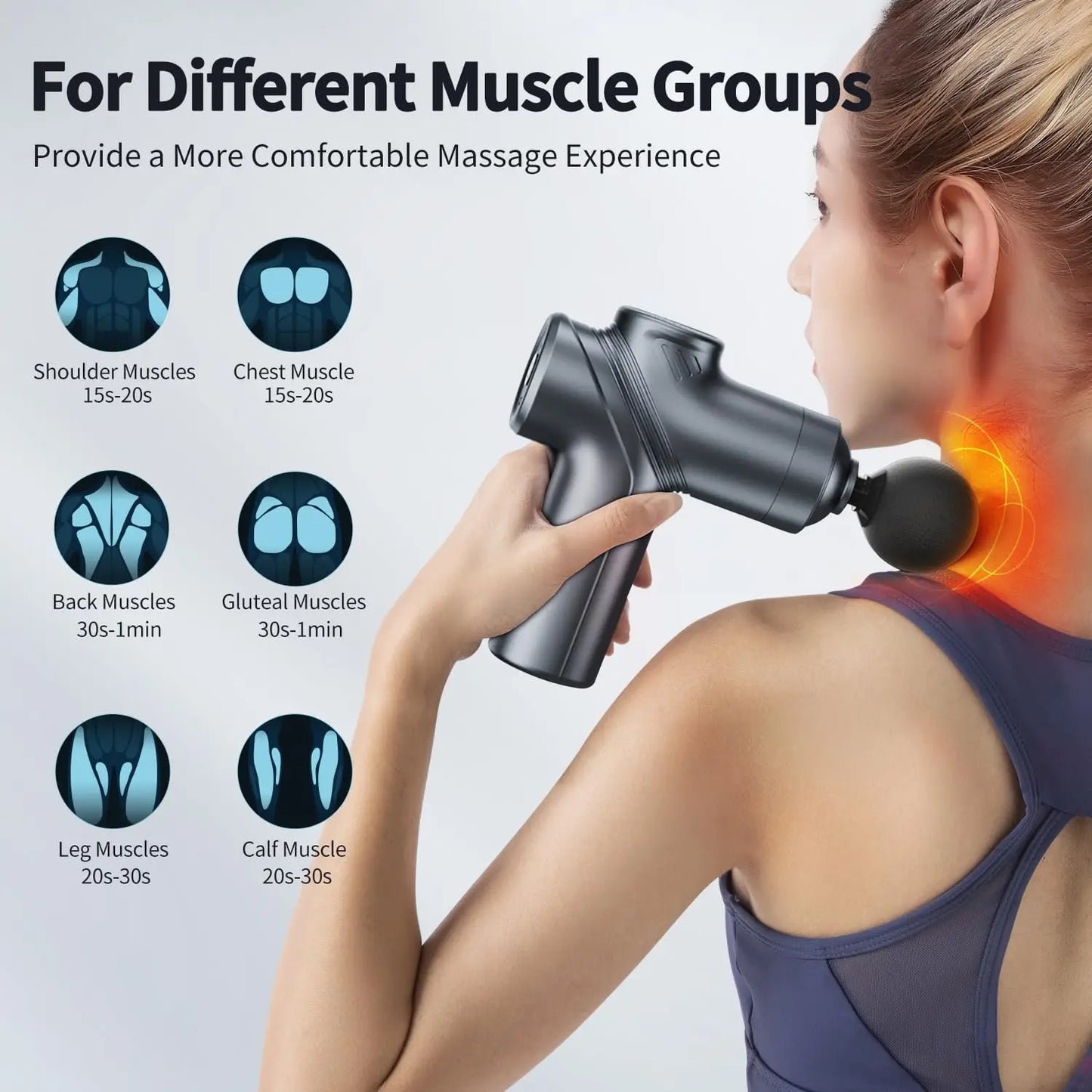 LEERCON Mini Muscle Massage Gun Deep Tissue, Silent Brushless Motor and Portable Massage Gun with 4 Interchangeable Heads for Deep Muscle Relief and Relaxation, Dropshipping Relax Gift for Women Men