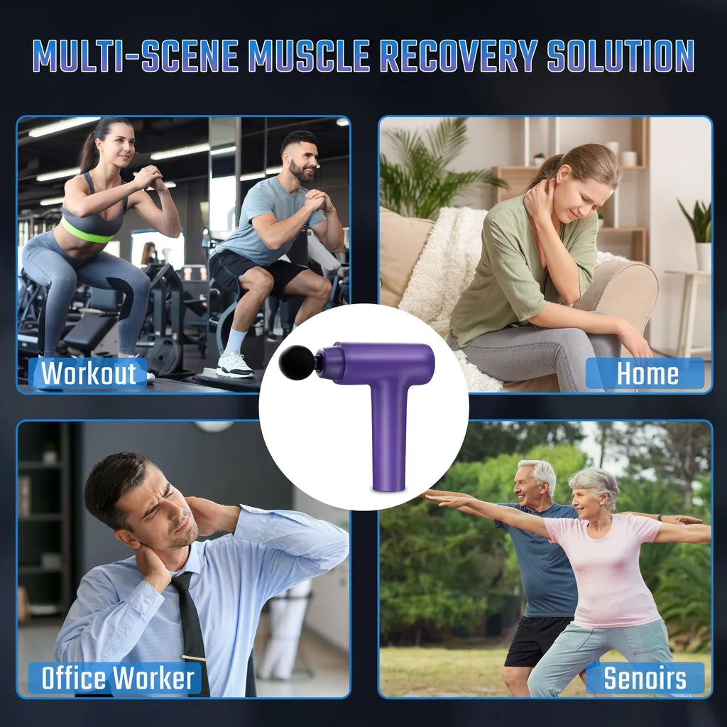 Massage Gun Deep Tissue, Muscle Massage Gun with 9 Attachment Heads 20 Speeds & Silent Brushless Motor for Pain Relief, Handheld Percussion Back Massager Gun,Gift for Mom/Dad