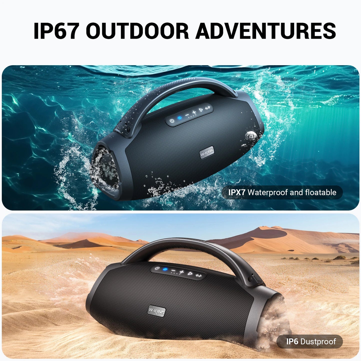 W-KING D20 Portable Bluetooth Speaker IPX7 Waterproof Outdoor Bass