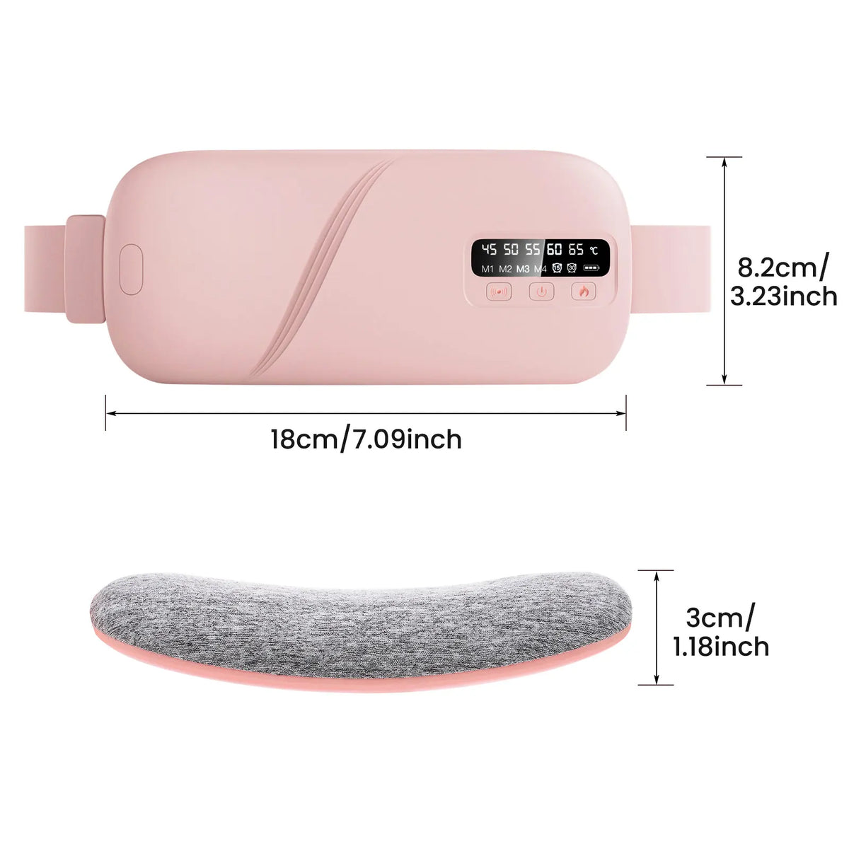 Heating Pad for Women, Vibrating Massager Belt with 5 Heat 45-65℃ & 4 Modes, Cordless Period Warm Compress, Abdominal Wrap