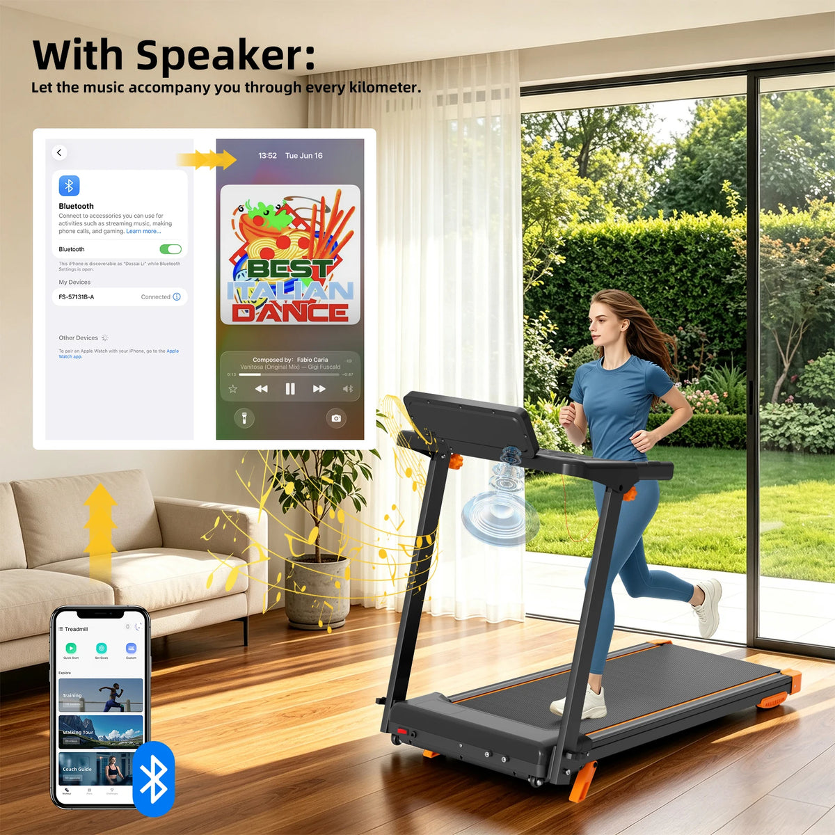 Foldable Walking Pad Treadmill With Incline And Bluetooth Connection