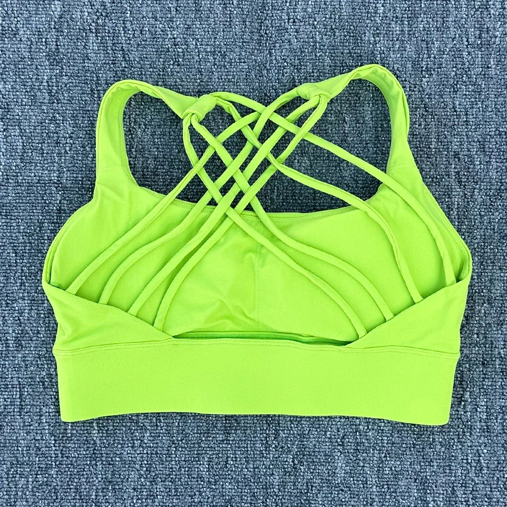 New Women Sports Bra Push Up Cross Back Shockproof Running Gym Training Workout Yoga Underwear Crop Tops