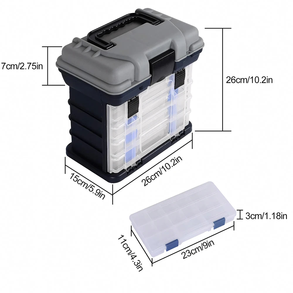 Zoe Fishing Tackle Box Kit with Fishing Pliers 4-Tier Multi-Functional Fishing Handheld Storage Box Adjustable Dividers Portable Fishing Tackle Lure Tool Box Arts Crafts