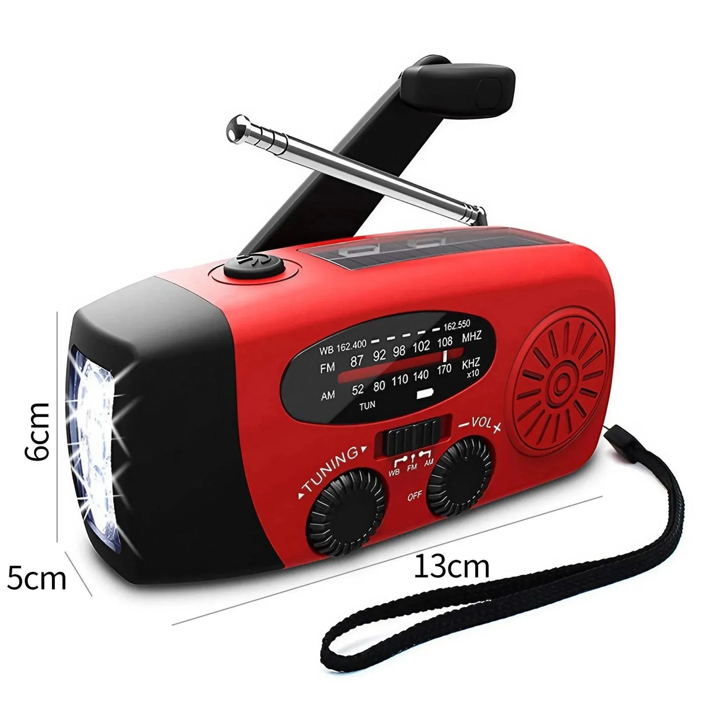 Solar Hand Crank Radio Portable Emergency Weather Alert Device with 2000mAh Power Bank and LED Flashlight Ideal for Home Blackout Severe Weather Camping Hurricane Preparedness Survival Gear NOAA FM AM and Outdoor Safety