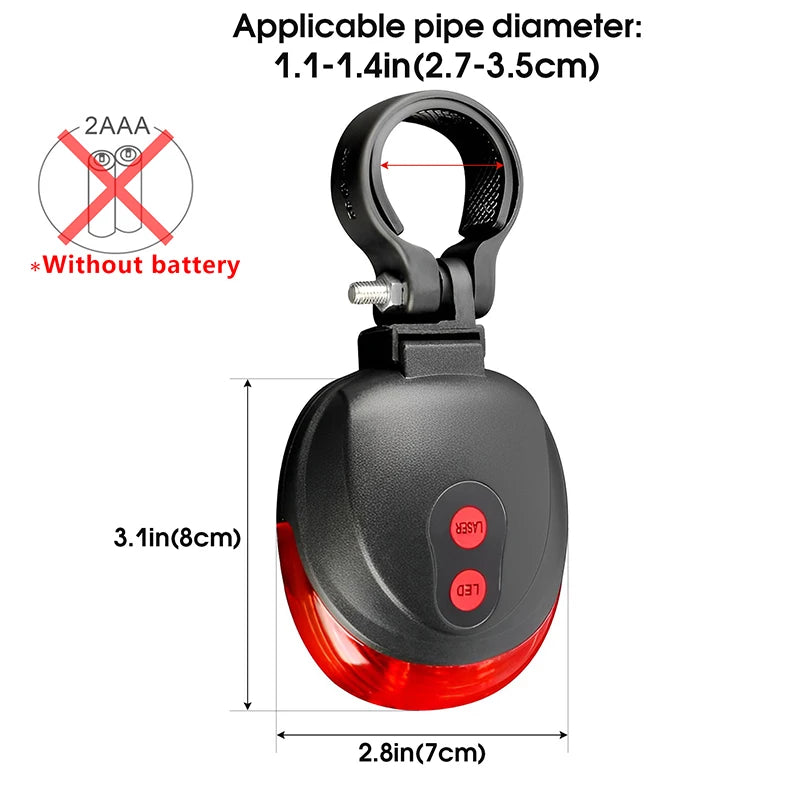 Bike Tail Light With 2 Lasers And 5 LEDs Waterproof