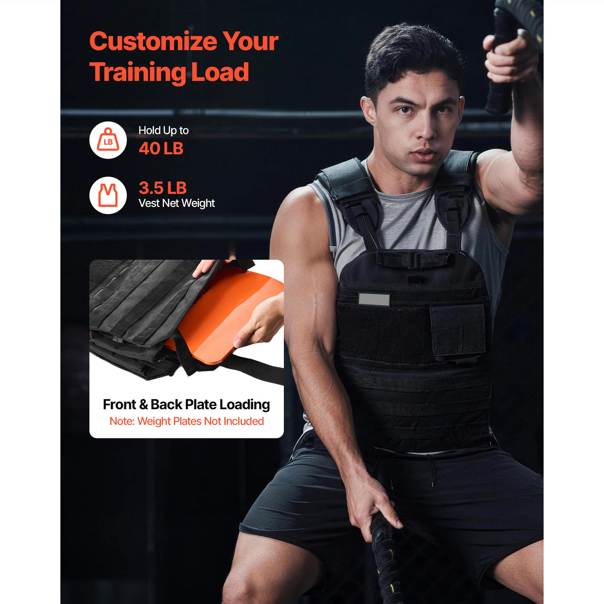 Weighted Body Training Vest With Shoulder Pads And Reflective Stripe