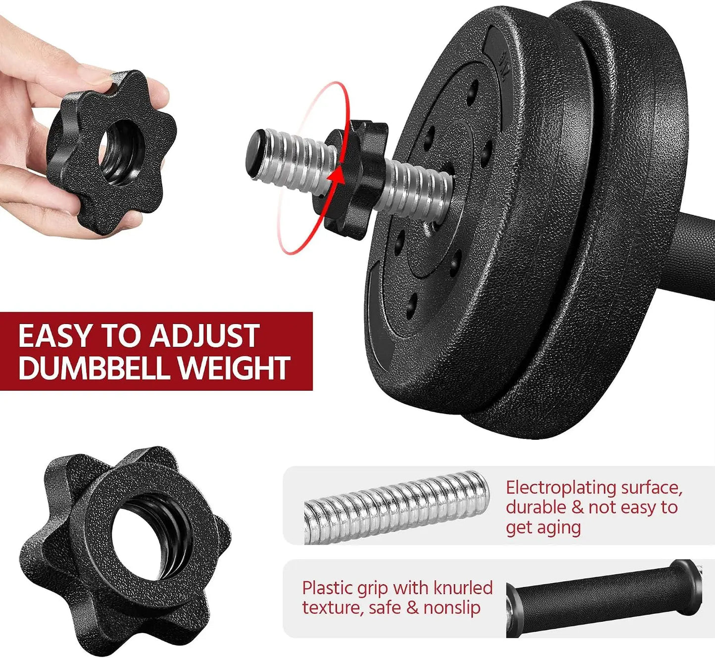 Adjustable Dumbbell Set Free Weights for Home Gym Women Men Changeable Fitness Equipment