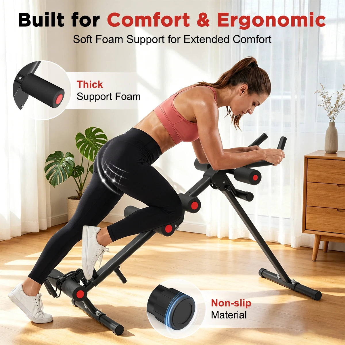 5 in 1 Adjustable Ab Trainer with Resistance Bands Multifunctional Core Training Equipment Foldable Full Body Home Workout Gear for Small Space Fitness