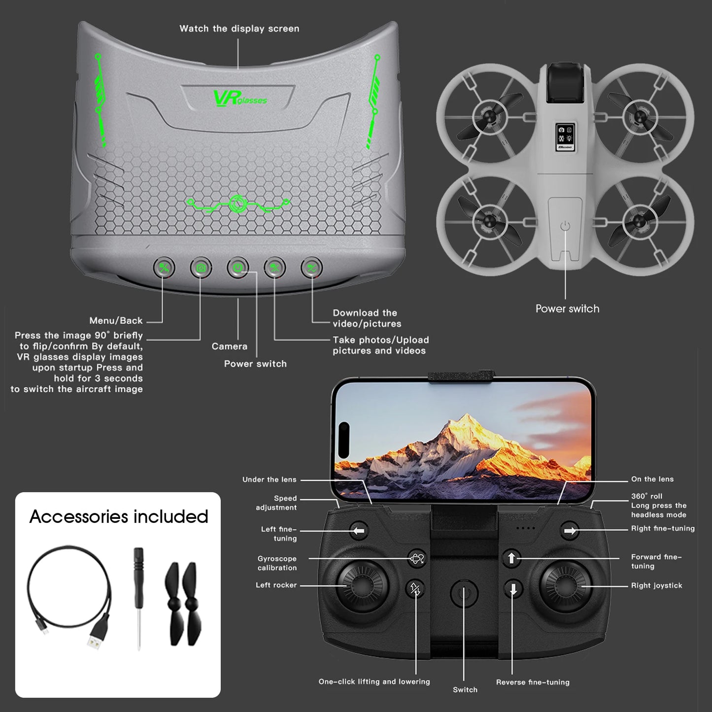 Mini Beginner Drone With VR Suite And Real Time Control