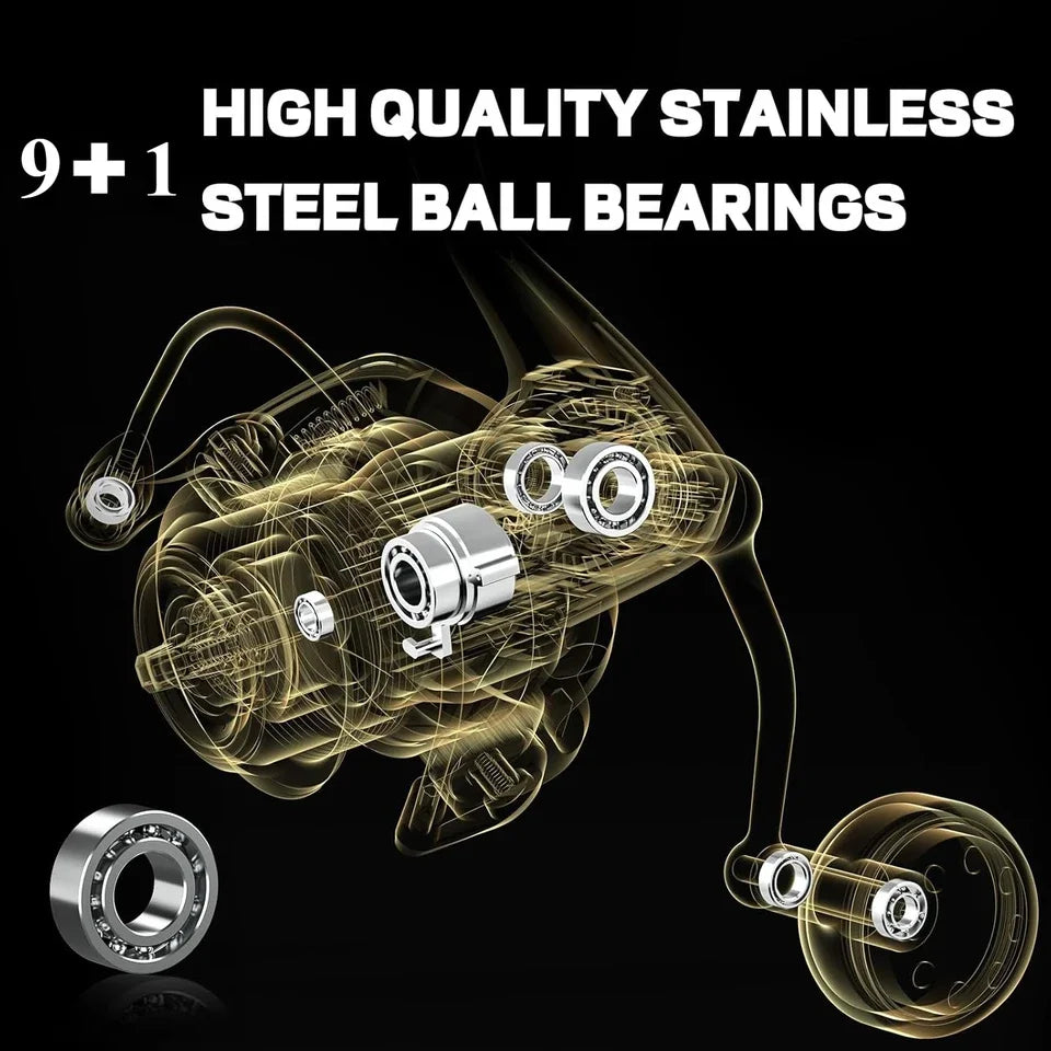 Spinning Reel, 9+1 BB Incredibly Smooth Fishing Reels, Carbon Fiber Ultralight Spinning Reels Stainless Steel Main Shaft Saltwat
