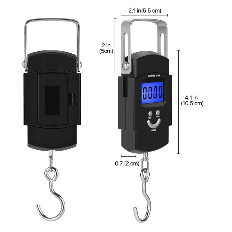 Portable Digital Hanging Luggage Scale, Multi-Unit Backlight LCD Hanging Scale Tare Function for Luggage Fishing Package Weighing