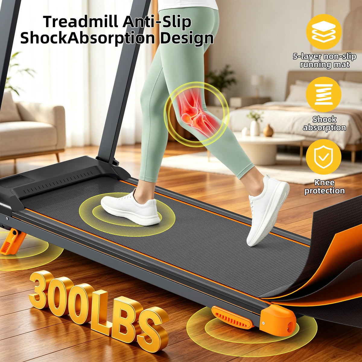 Foldable Walking Pad Treadmill With Incline And Bluetooth Connection