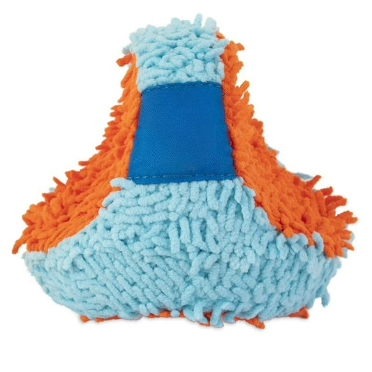 Indoor Tumbler Chenille Fabric Fetch Dog Toy For Indoors, 6.5", Pack of 1, Orange and Blue