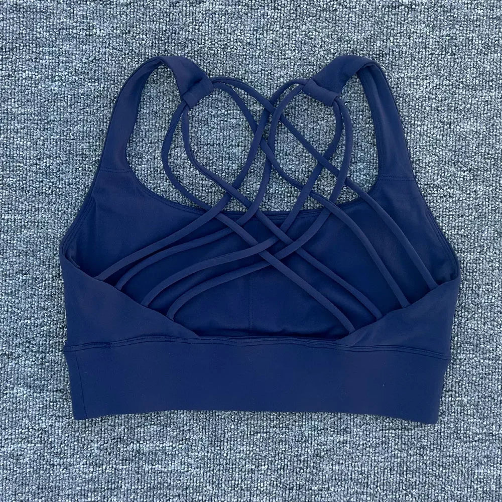 New Women Sports Bra Push Up Cross Back Shockproof Running Gym Training Workout Yoga Underwear Crop Tops