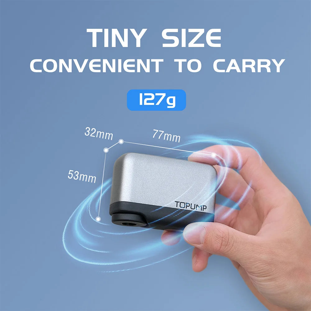 TOPUMP TB2 Mini Bike Pump, Portable Electric Bike Pump, Ultra Small 120PSI Battery Bicycle Pump, Automatic Shut-Off, Presta & Schrader